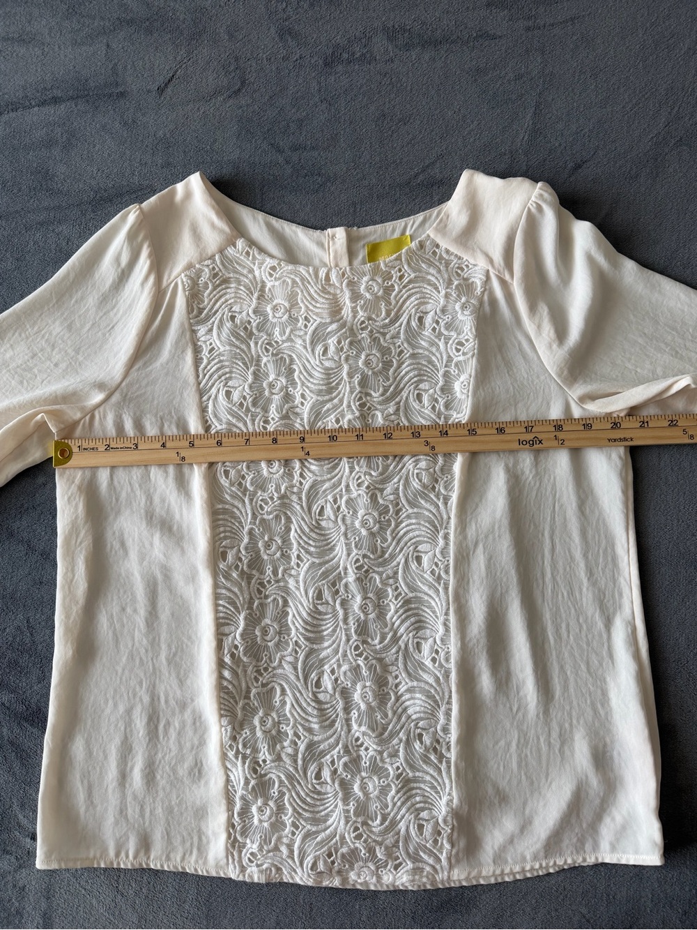 Maje Cream Lace-Front Long Sleeve Blouse - Picture 7 of 15